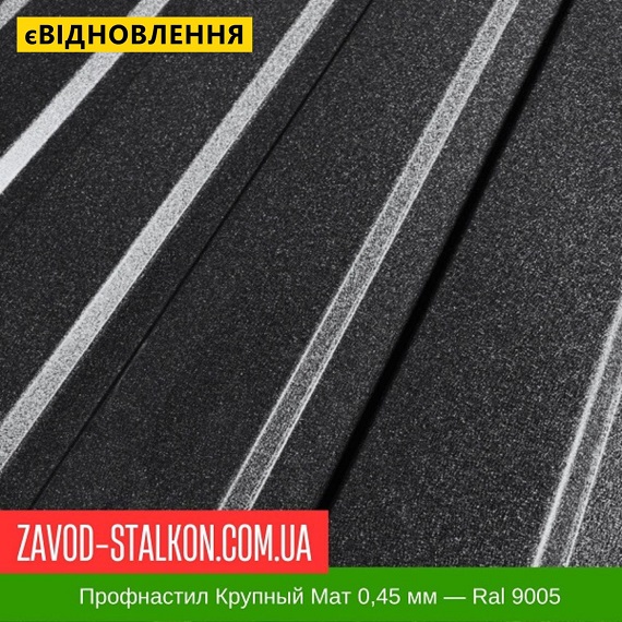 ціна Профнастил Металопрофіль Крупний Мат 0,45 мм - Ral 9005 Вінниця