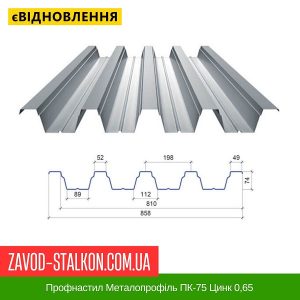 Профнастил Металопрофіль ПК-75 Цинк 0,65