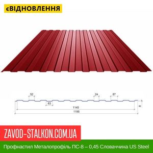 Профнастил Металопрофіль ПС-8 – 0,45 Словаччина US Steel