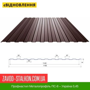 Профнастил Металопрофіль ПС-8 – Україна 0,45