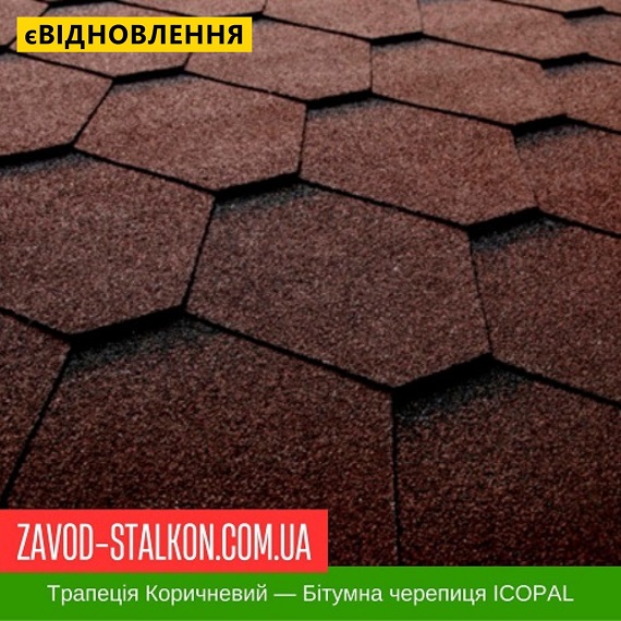 ціна Гнучка Бітумна черепиця ICOPAL - Трапеція Коричневий Вінниця