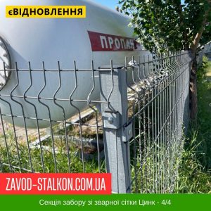 Секція паркану 3Д – зварна Сітка Цинк – 4*4 – 1000*2500